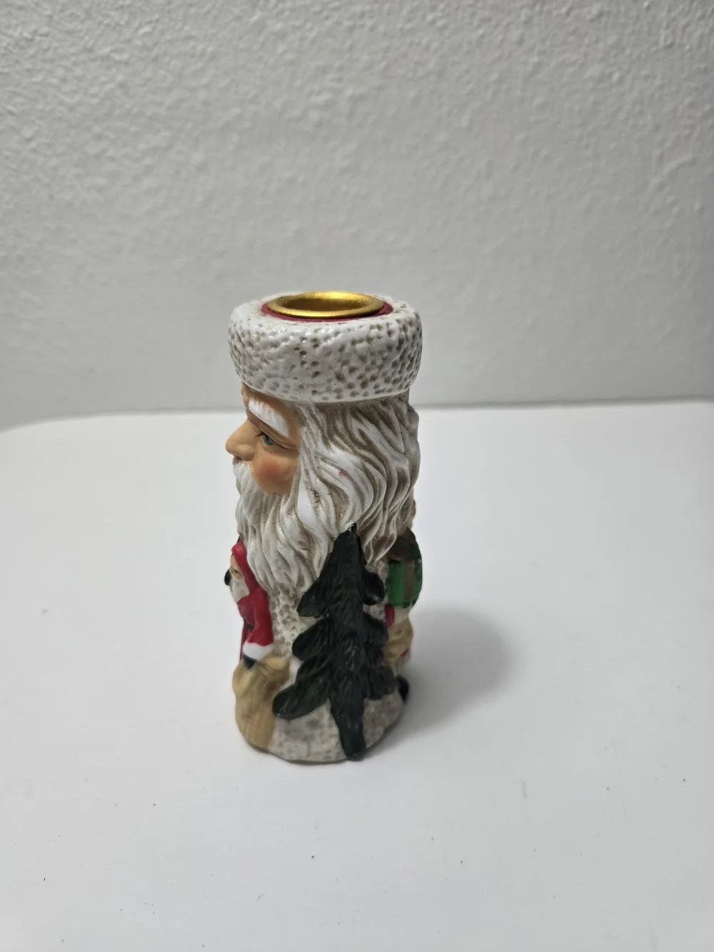 Vintage-Style Red and White Santa Candle Holder - Home Accents